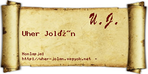 Uher Jolán névjegykártya