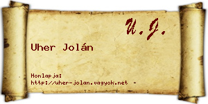 Uher Jolán névjegykártya